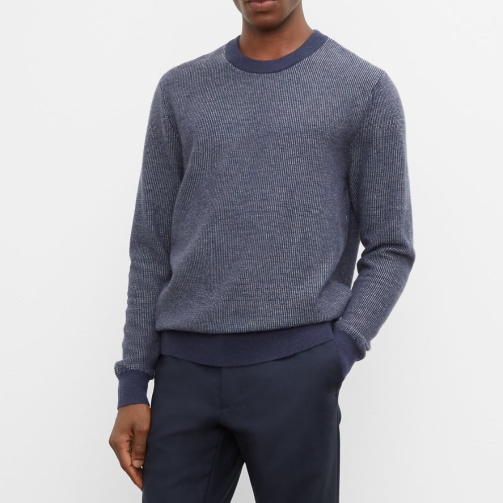 Coloblocked Tweed Jacquard Crewneck - Brand New - NEVER WORN - Navy White Mix